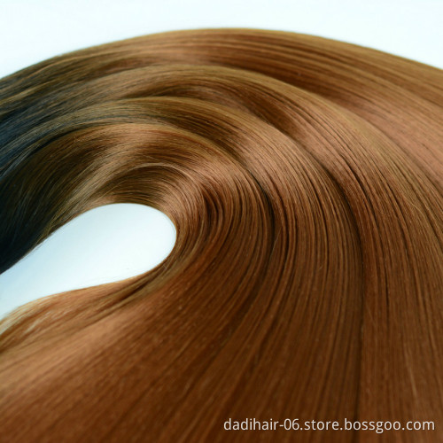 Cheap Soft Synthetic Hair Bundles,Ombre Deep Brown Color Double Weft Heat Resistant Fiber Hair Weave Yaki Straight 100g